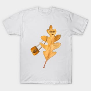 Fall Shopping Oak Leaf Lady with Purse | Watercolor Design T-Shirt